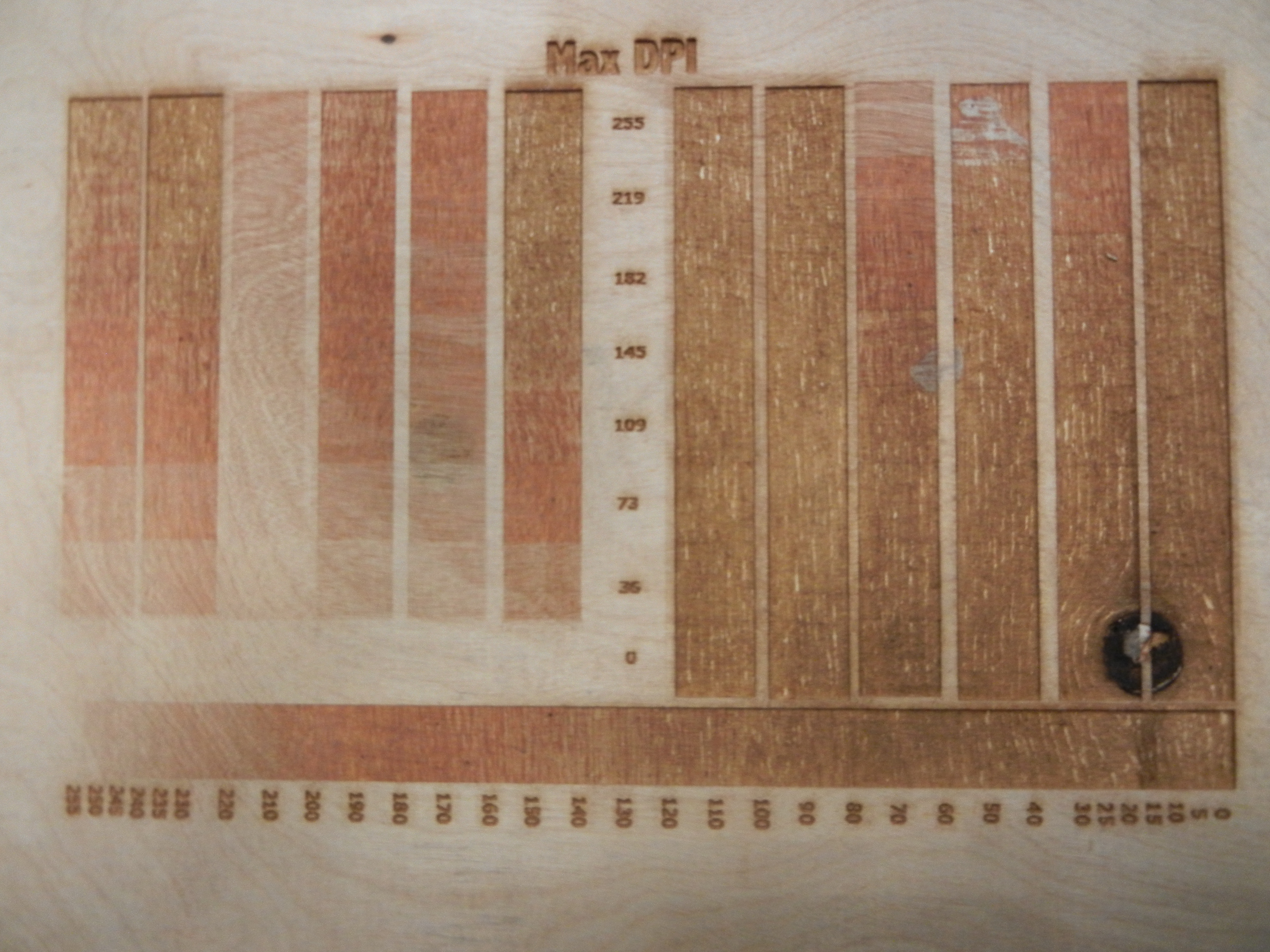 Example of engraved wood at maximum DPI
